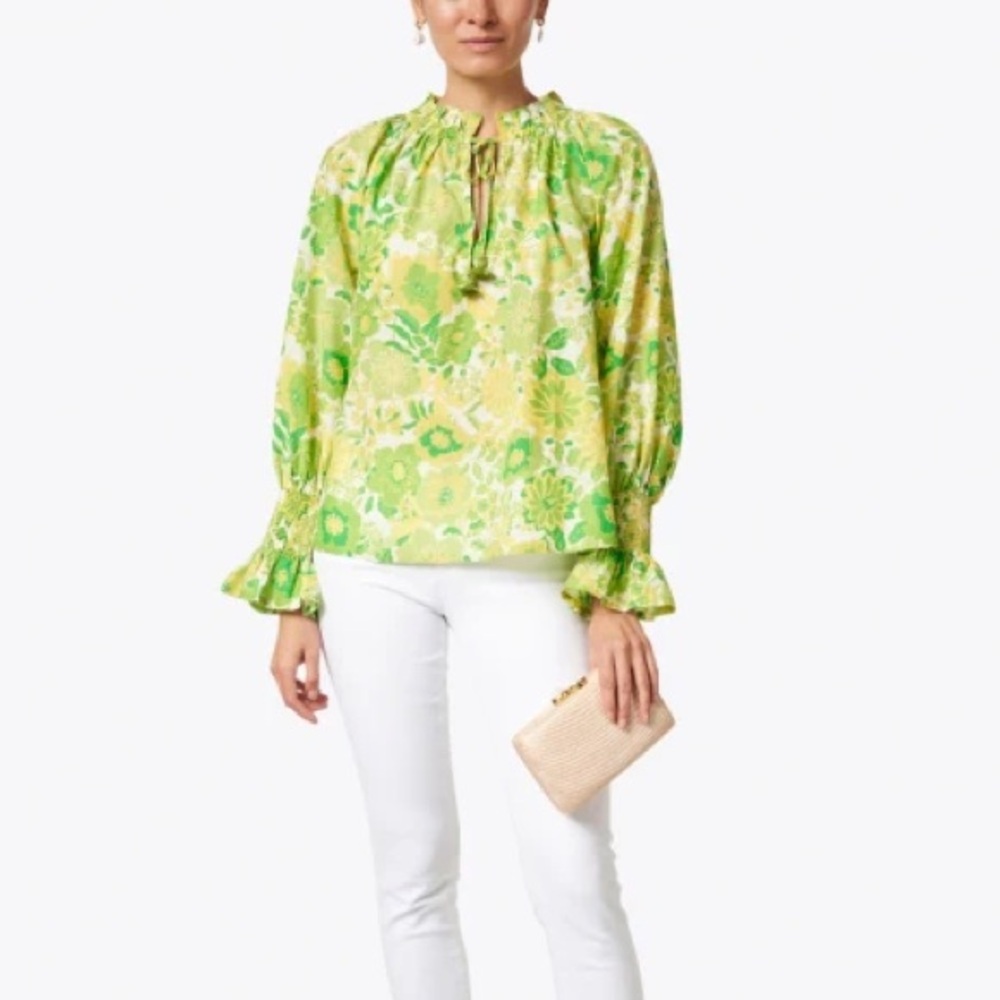 Figue Silk-Cotton Green Blouse